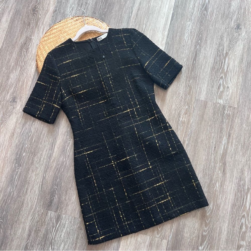 Zara black tweed sheath dress womens size M - Picture 2 of 8
